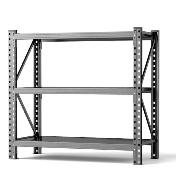 3-Tier Heavy Duty Steel Adjustable Garage Storage Shelving Unit in Black (51.2 in. W x 47.3 in. H x 23.6 in. D)
