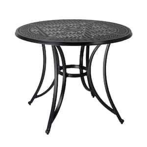 48 in. Black Cast Aluminium Round Outdoor Dining Table