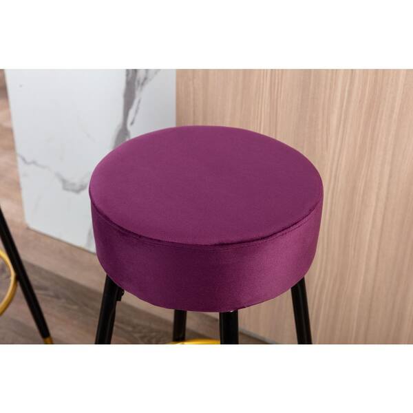 GOJANE 30.31 in. Pink Backless Metal Counter Height Bar Stools