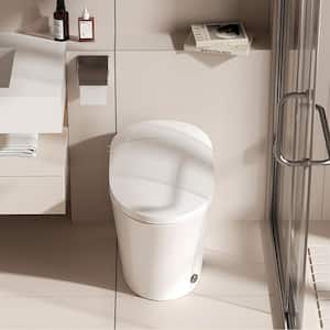 1-Piece 1/1.27 GPF High Efficiency Dual Flush Elongated Toilet in White with Heated Seat and Slow-Close, Seat Included