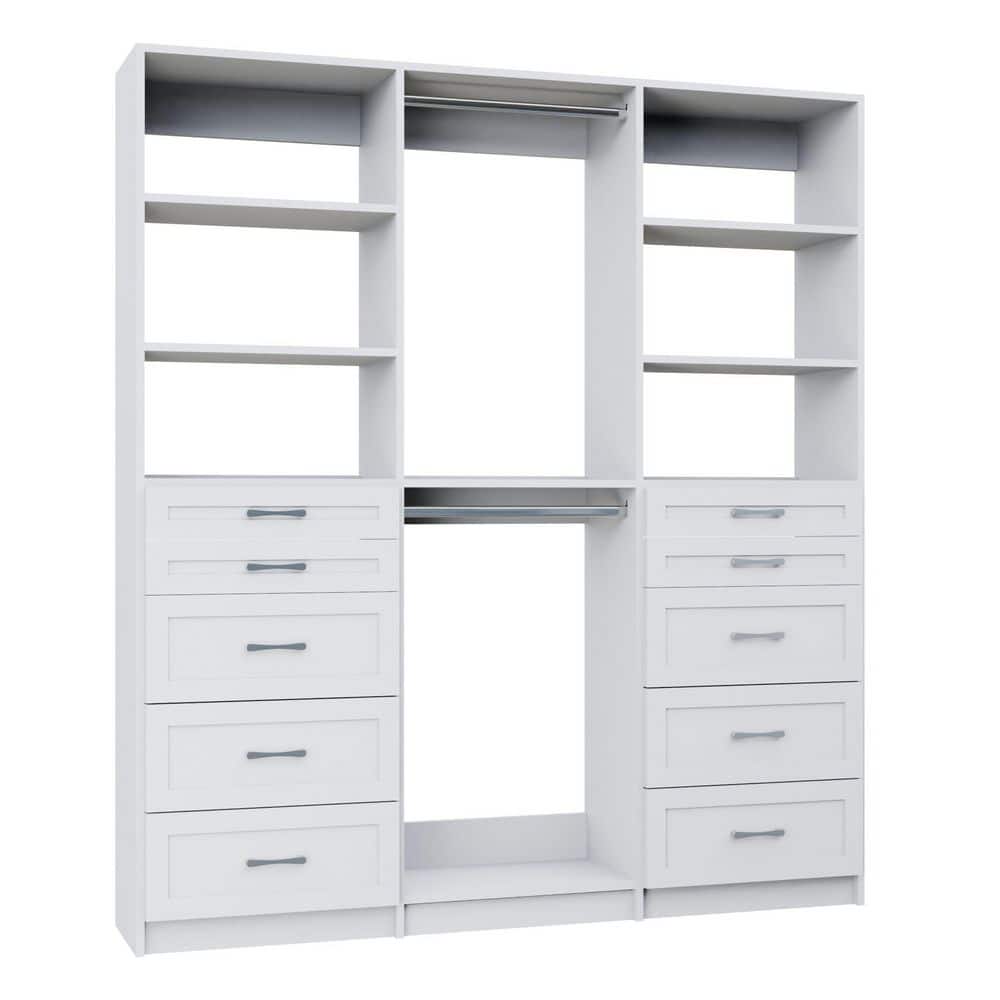 Alto Collection 85.5 in. W White Tower System Shaker 2 5-Drawer and Double Hang 13-Shelf Wood Closet System price history on PriceWatchPro