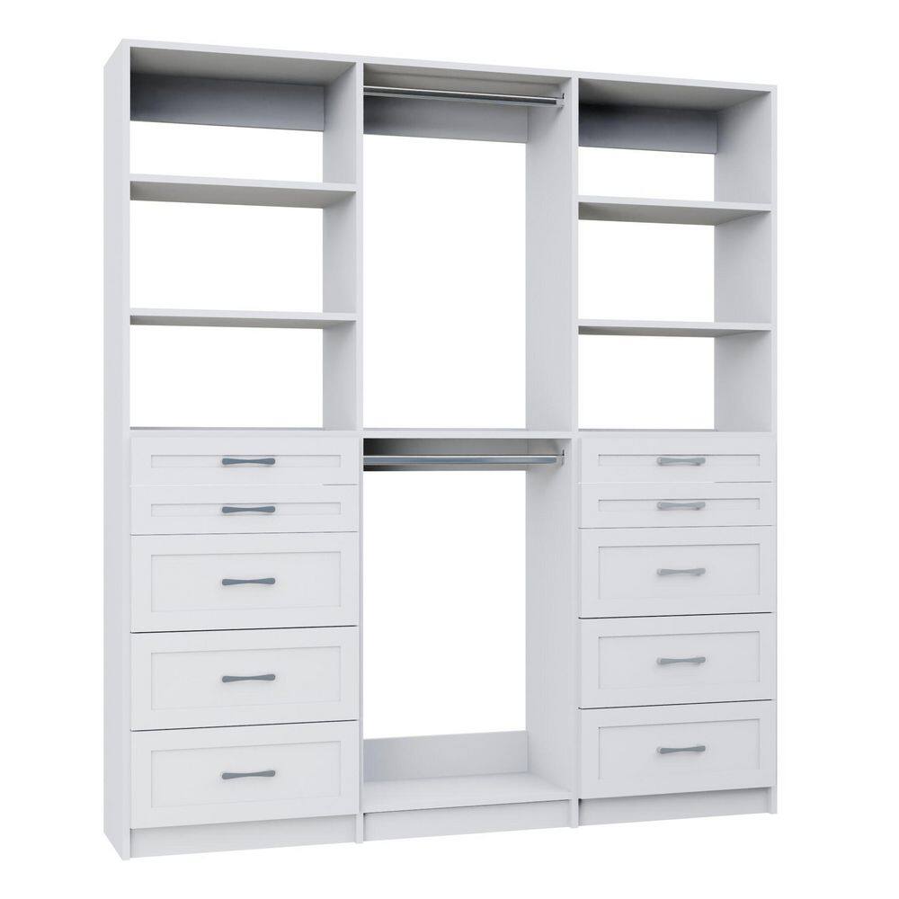 Alto Collection 96 in. W White Tower System Shaker 2 5-Drawer and Double Hang 13-Shelf Wood Closet System price history on PriceWatchPro