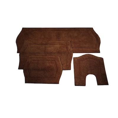 Waterford Collection Chocolate 17 in. x 24 in. / 21 in. x 34 in. / 20 in. x 20 in. / 22 in. x 60 in. Bath Rug Set