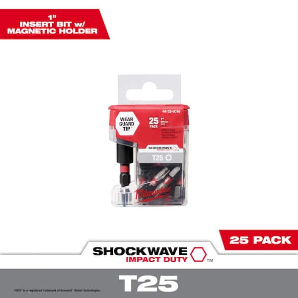 Milwaukee SHOCKWAVE Impact Duty 1 in. T25 Torx Alloy Steel Insert Bit With Holder (25-Pack)