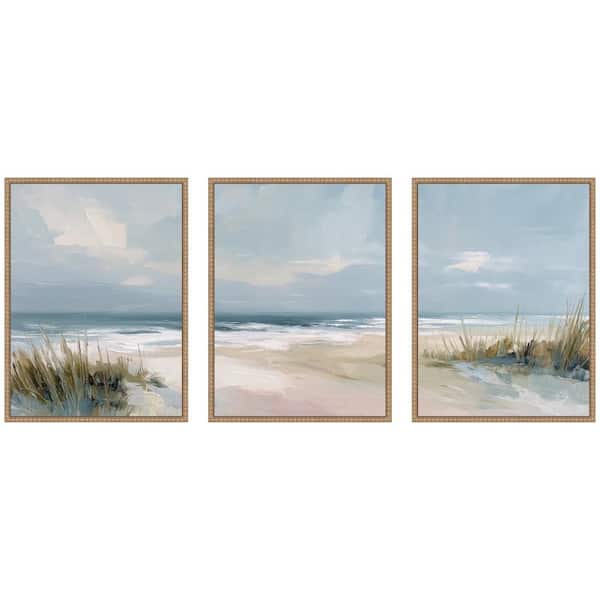 3 Piece Sylvie "Beach Sand and Sky Landscape" by The Creative Bunch Studio Beach Framed Art Print Set 24 in. x 18 in.