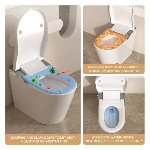 LORDEAR Luxury Elongated Smart LED Bidet Toilet with Automatic Flush and Dryer