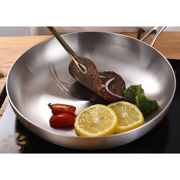 Lynzavix 12 qt. Tri-Ply Stainless Steel Saute Pan with Lid and 8