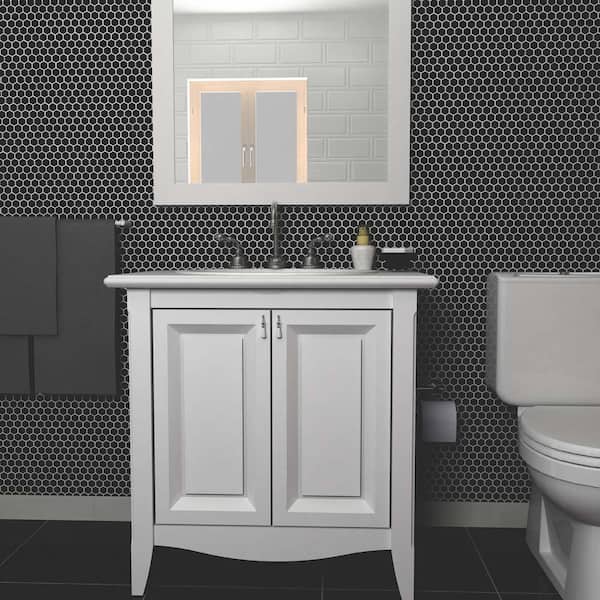 Metro 1 in. Hex Matte Black 6 in. x 6 in. Porcelain Mosaic Take Home Tile Sample