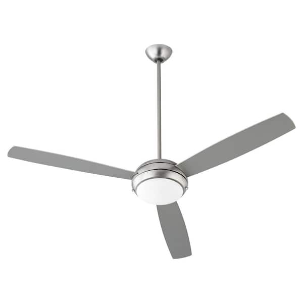 quorum Expo 60 in. 3 Blade 2-Light 9-Watt LED-Light Studio Satin Nickel Ceiling Fan