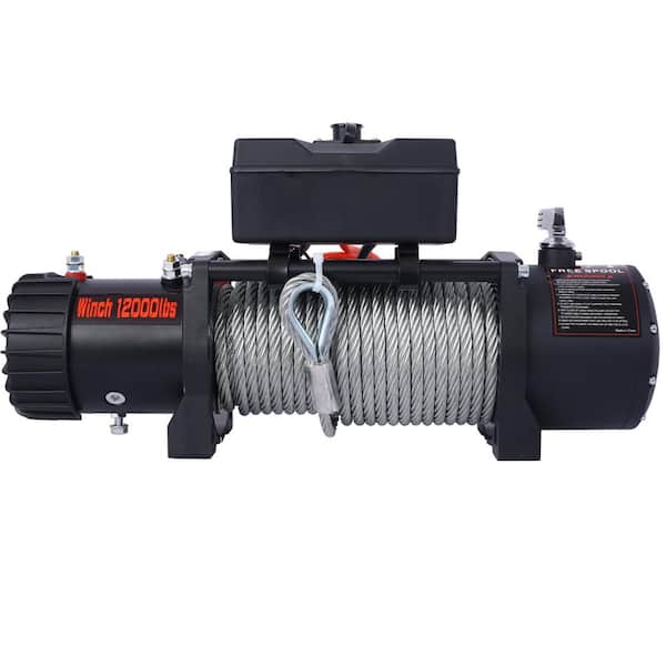 Amucolo 12-Volt 12000LB Electric Winch Towing Trailer Steel Cable Off Road, Waterproof Wire Cable for Truck UTV ATU SUV