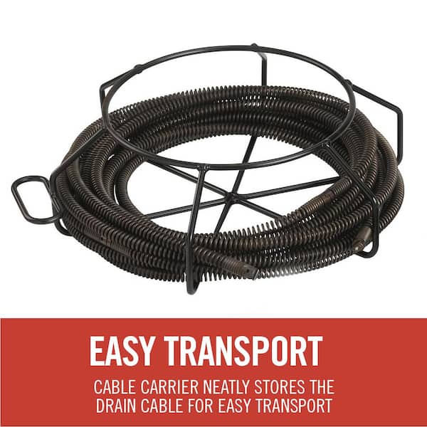 Pace Supply  K-750 Drain Snake, 3 to 6 in Drain, 1/2 hp, 5/8 in x 100 ft L  Cable