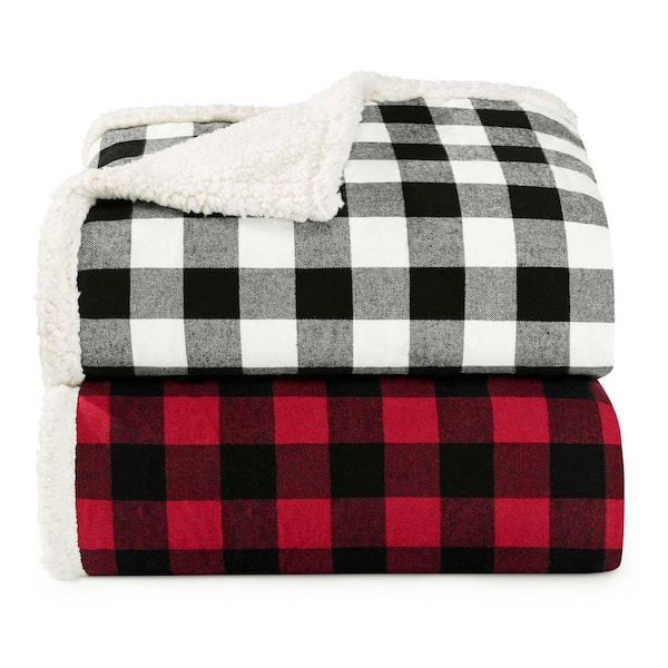 Cabin Plaid Sherpa Reverse 2-Piece Throw Blanket and Pillow Set