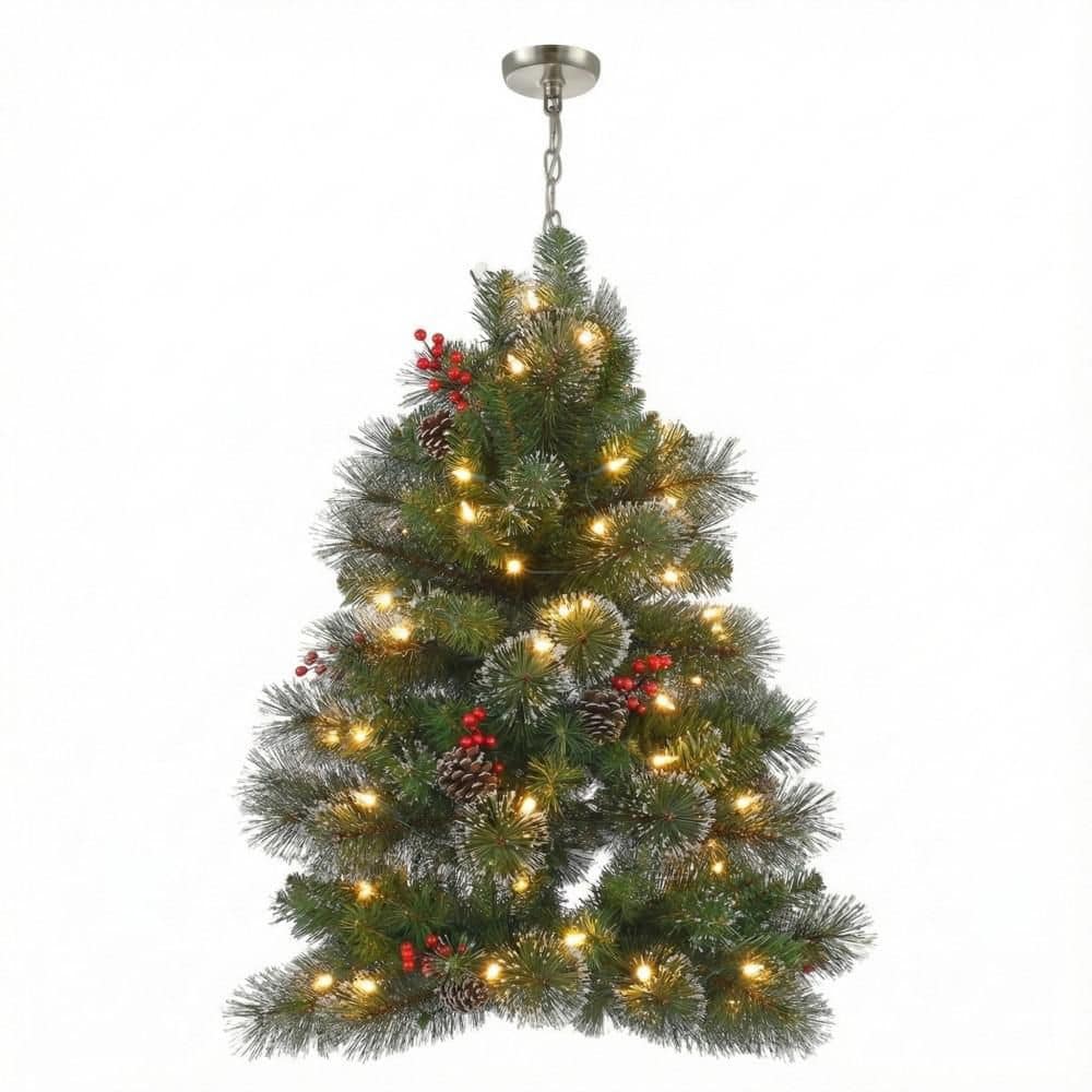 SkyPlug 3 ft. Pre-Lit Artificial Christmas Tree Chandelier, Green