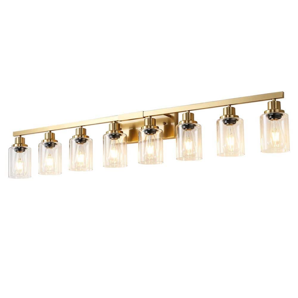 51.2 in. 8-Light Brushed Gold Bathroom Vanity Light with Clear Glass Shade price history on PriceWatchPro