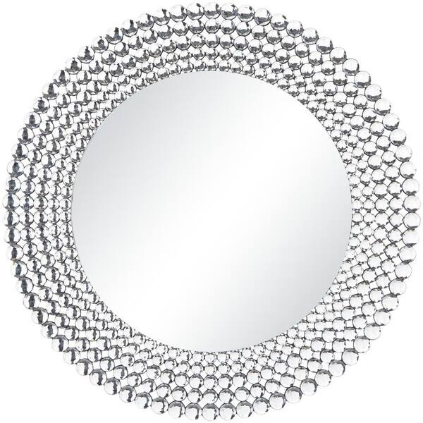 Litton Lane 36 in. x 36 in. Round Framed Silver Starburst Wall Mirror ...