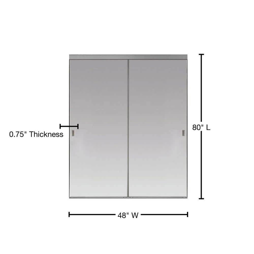 48" x 80" Chrome Beveled Mirrored Sliding Closet Doors