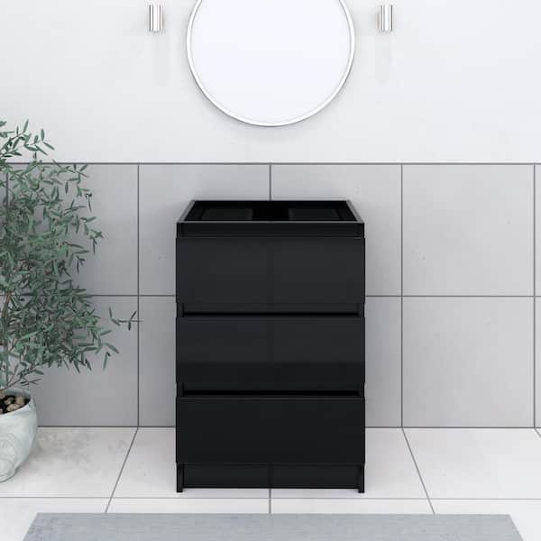 VOLPA USA AMERICAN CRAFTED VANITIES Pepper 24 in. W x 20 in. D Bath Vanity Cabinet Only in Glossy Black