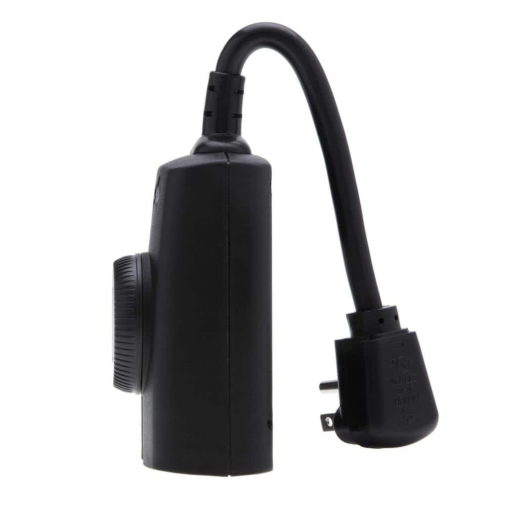 Black Outdoor Digital Plug-In Timer with Photocell Control
