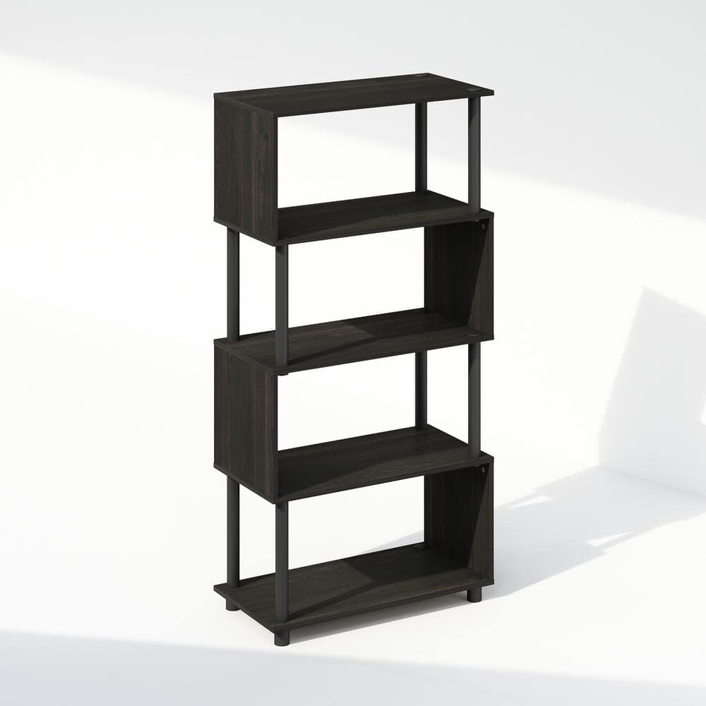 Furinno Reed 48 in. Tall Espresso Wood 5-Shelf Bookcase with S