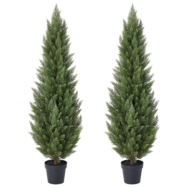 5 ft. Artificial Cedar Topiary Trees UV Resistant Topiary Trees Artificial Outdoors Faux Tree (Set of 1)
