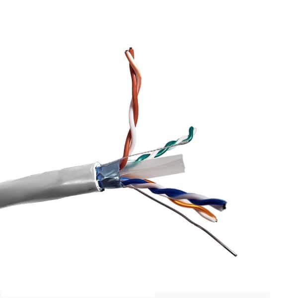 Micro Connectors, Inc 1000 ft. White 23 AWG Solid Shielded CAT6 UV Resistant Bulk Ethernet Cable