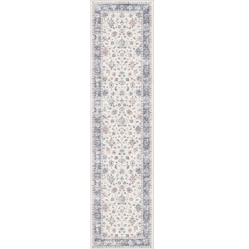 Mystery Garden Blue 2 ft. x 8 ft. Distressed Vintage Floral Washable Runner Rug price history on PriceWatchPro