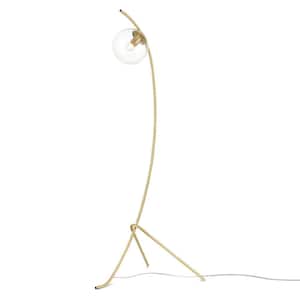 Addis 59.83 in. Brushed Brass/Clear Floor Lamp with Glass Shade