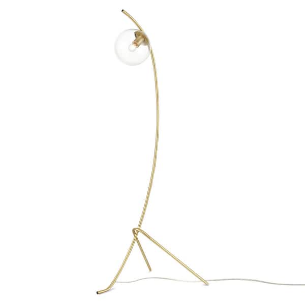 Light Society Addis 59.83 in. Brushed Brass/Clear Floor Lamp with Glass Shade