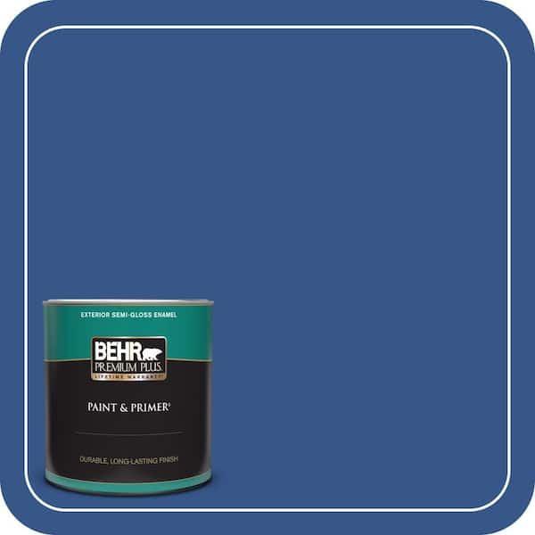 BEHR PREMIUM PLUS 1 qt. #S-G-590 Southern Blue Semi-Gloss Enamel Exterior Paint & Primer