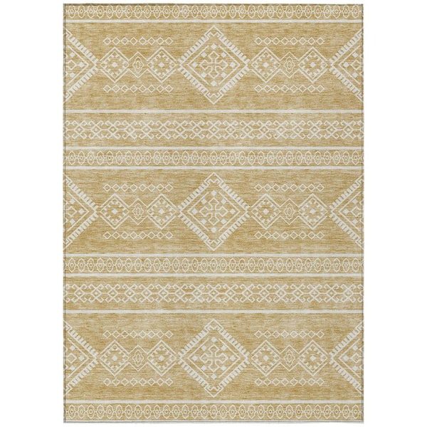 Chantille Machine Washable Indoor/Outdoor Abstract ACN901 Gold 10 ft. x 14 ft. Area Rug