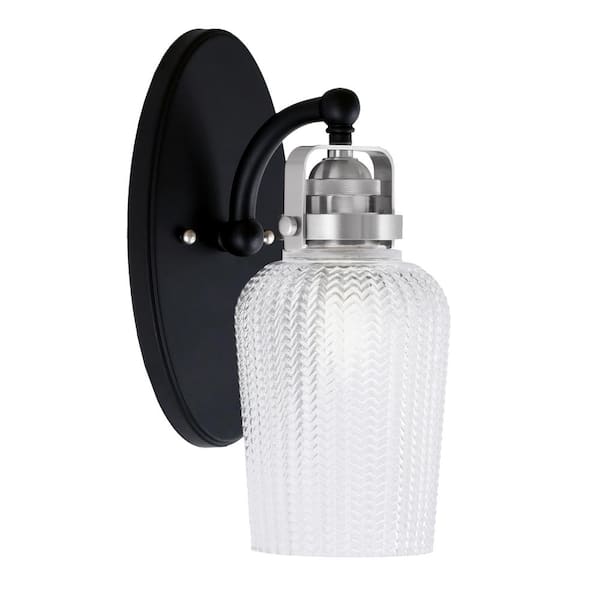 Unbranded Decatur 1-Light Matte Black and Brushed Nickel Wall Sconce