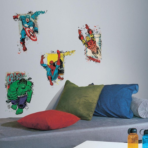 RoomMates 2.5 in. x 21 in. Marvel Superhero Burst Peel and Stick Giant Wall Decal (4-Piece)