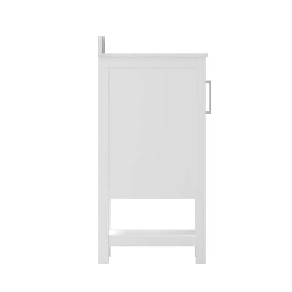 Vivien 24 in. Single Sink Freestanding White Bath Vanity with White Stone Top Assemble with Open Storage