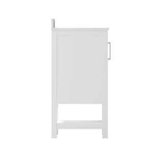 24 in. W x 19 in. D x 38 in. H Bathroom Vanity in White with White Stone Top