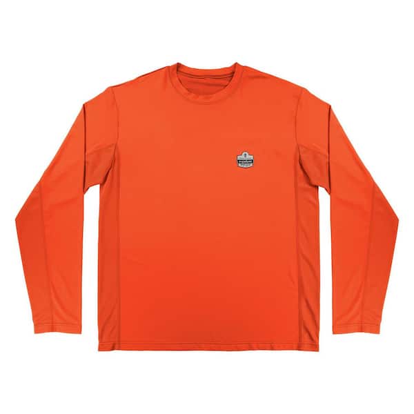 Chill-Its 6689 Men's Medium, Orange Cooling Long Sleeve Shirt with UV Protection