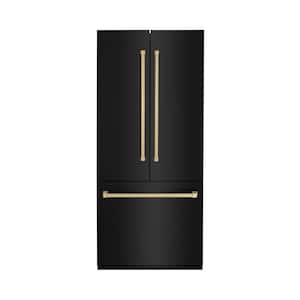 Autograph Edition 36 in. 3-Door French Door Refrigerator with Champagne Bronze in Black Stainless Steel