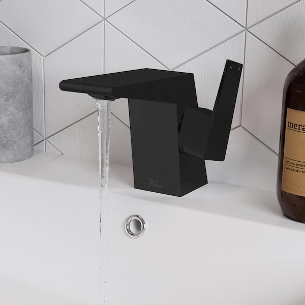 Swiss Madison Carre Single-Handle Single-Hole Bathroom Faucet in Matte Black