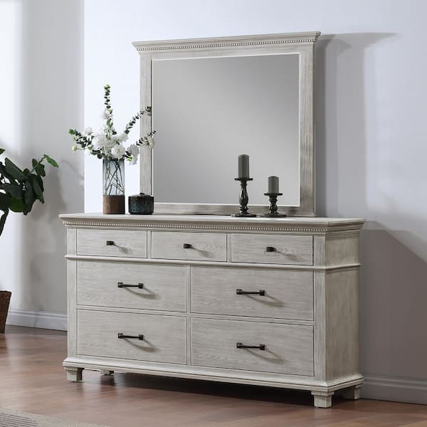 New Classic Furniture Silver Sands 2 Piece Dresser and Mirror-Gray