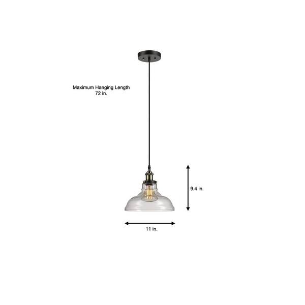 Home Decorators Collection 1-Light Brushed Steel Pendant with Clear Glass Shade 