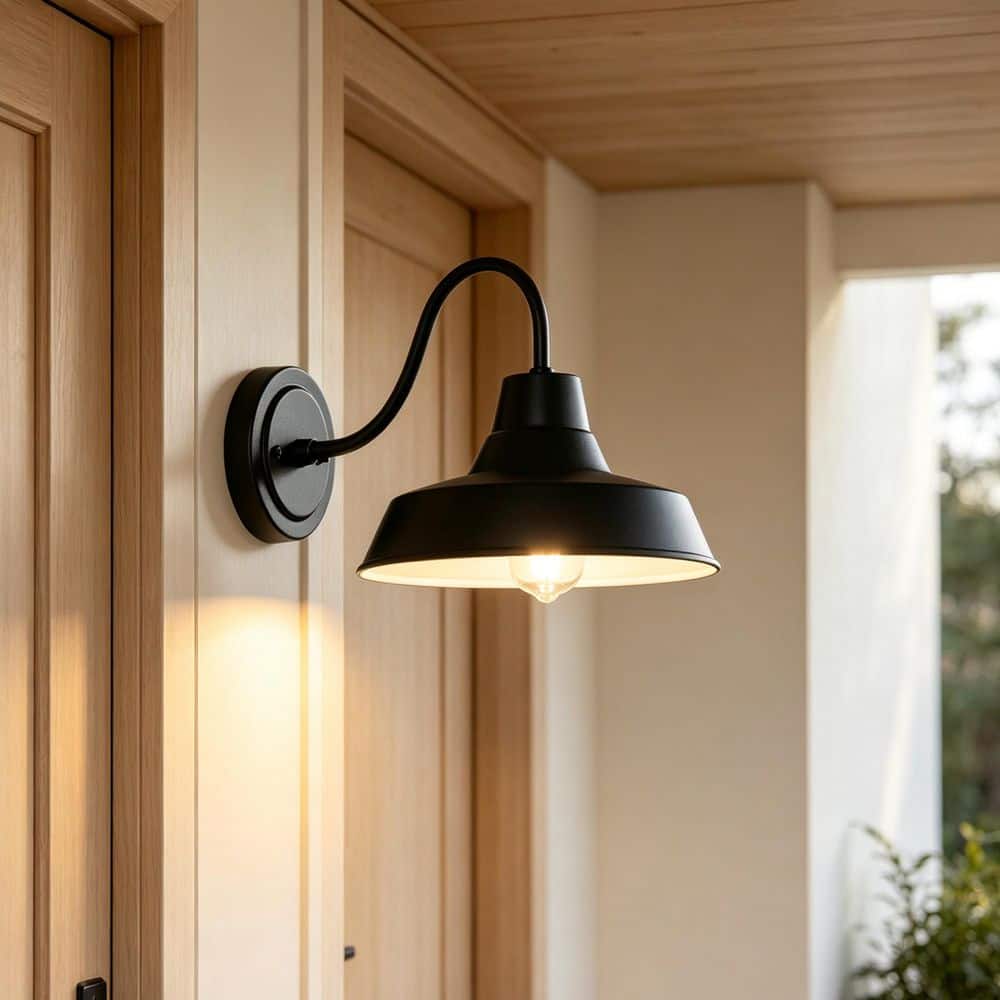 Modern Farmhouse 10.6 in. 1-Light Black Outdoor Wall Sconce Industrial Gooseneck Barn Light Fixture Wall Light for Patio price history on PriceWatchPro