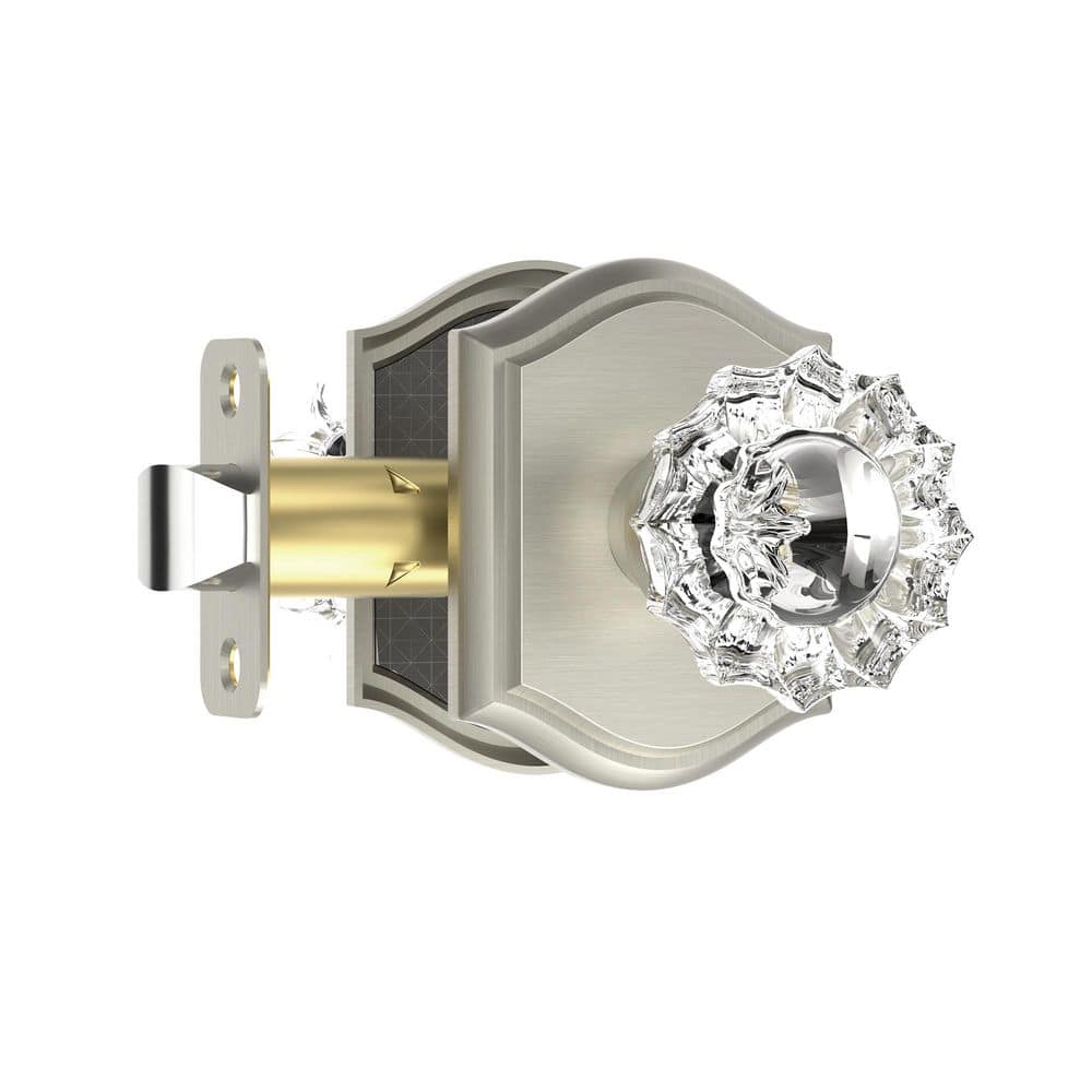 Vintage Satin Nickel Interior Hall/Closet Unkeyed Passage Door Knob with Floral Crystal Knob and Arch Backplate price history on PriceWatchPro