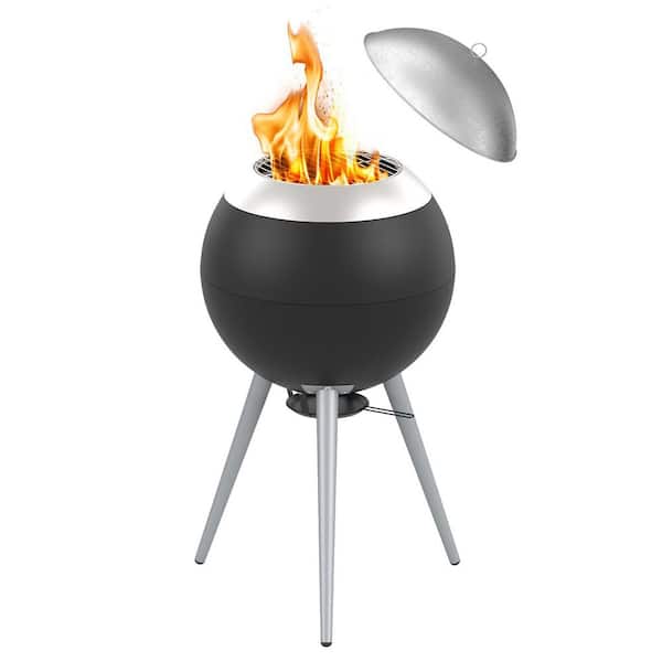 20 in. x 28 in. Round Stainless Steel Wood Burning Outdoor Fire Pit with Removable Ash Pan