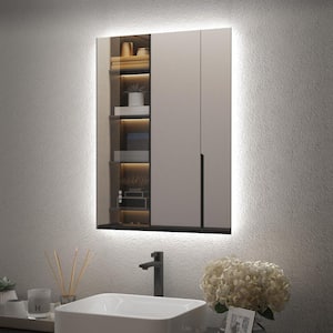 24 in. W x 32 in. H LED Lighted Backlit Modern Rectangular Frameless Anti-Fog Tempered Glass Wall Bathroom Vanity Mirror