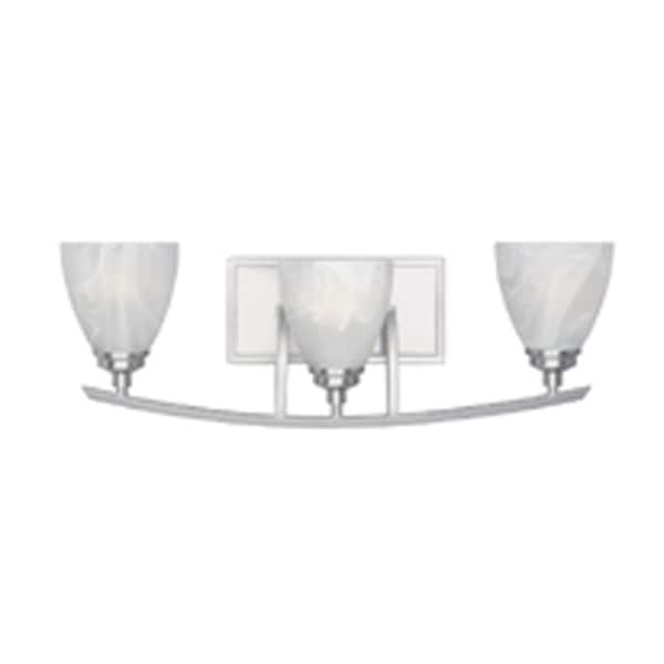Designers Fountain Tackwood 24 in. 3-Light Satin Platinum Vanity with Alabaster Glass Shades