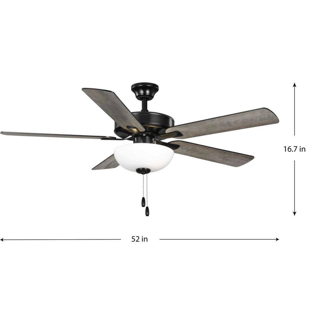 AirPro 52-Inch Matte Black Ceiling Fan with Light and Reversible Blades