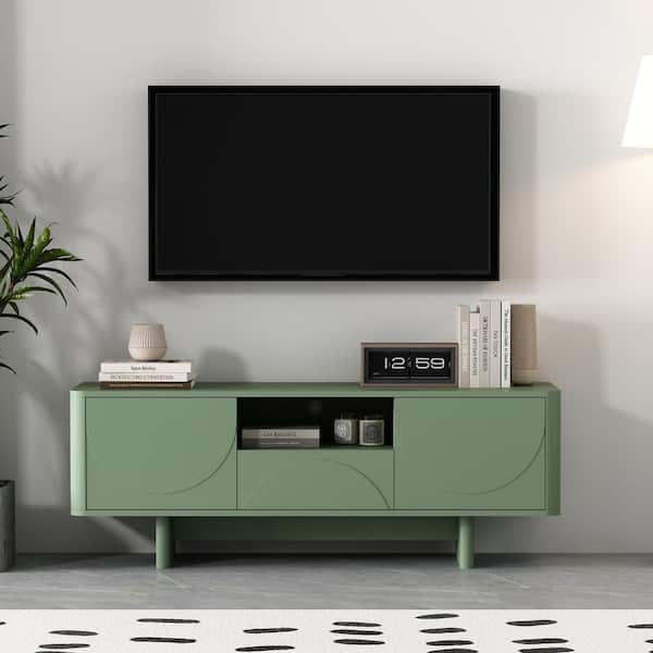Manhattan Comfort Ella Modern Sage Green TV Stand Fits TV's up to 55 in. with Adjustable Shelves