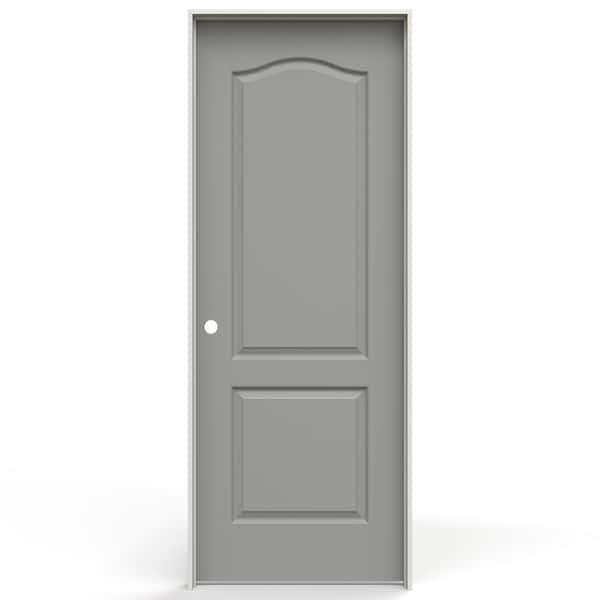 28 in. x 80 in. Camden 2 Panel Arch Right-Handed Hollow Core Gray Pearl Molded Composite Single Prehung Interior Door