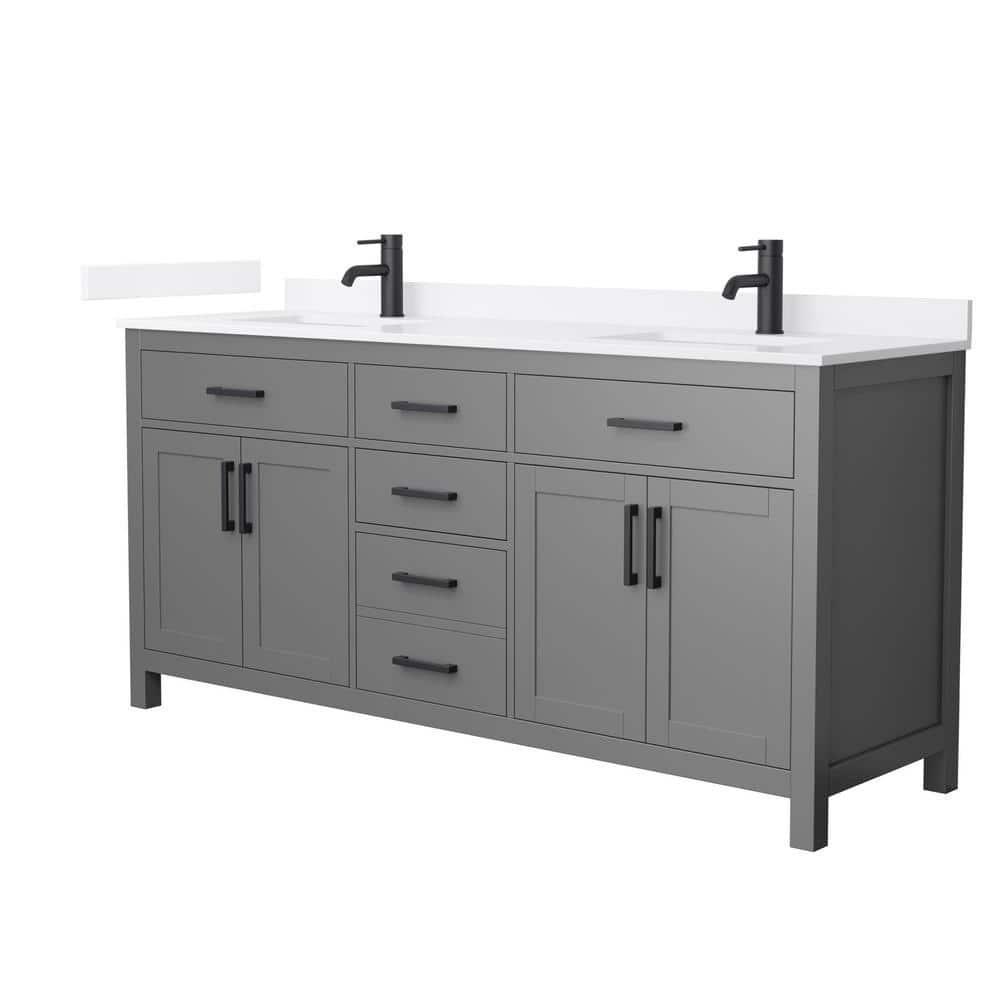 Beckett 72 in. Double Freestanding Dark Gray Bath Vanity with White Quartz Top (Assembled) price history on PriceWatchPro