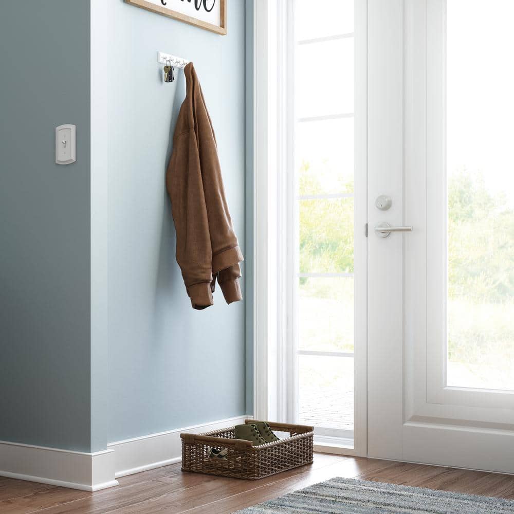 9" White and Nickel Wall-Mounted Key Rack with 4 Hooks