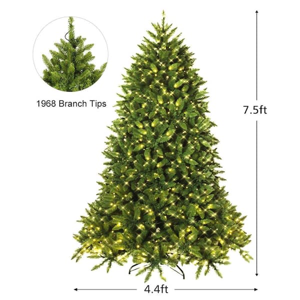 Costway 7 ft. Pre-Lit Hinged Artificial Christmas Tree with 700